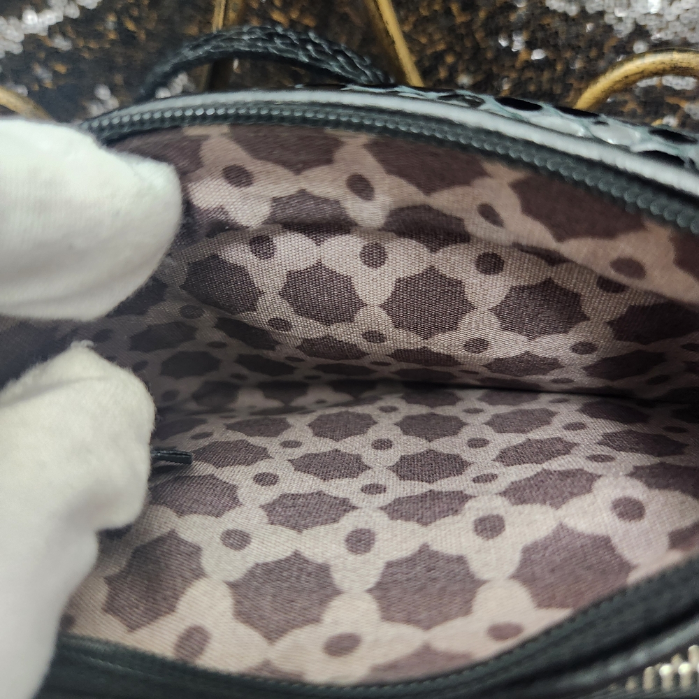 Brighton Black Pebbled Leather And Python Print M… - image 6